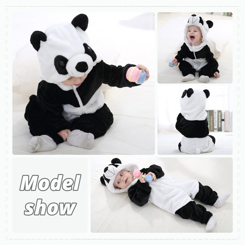 MICHLEY Unisex Baby Costume Winter and Autumn Flannel Romper for 18-24 Months, Animal Cosplay Jumpsuit Black Size 100 - Image 5
